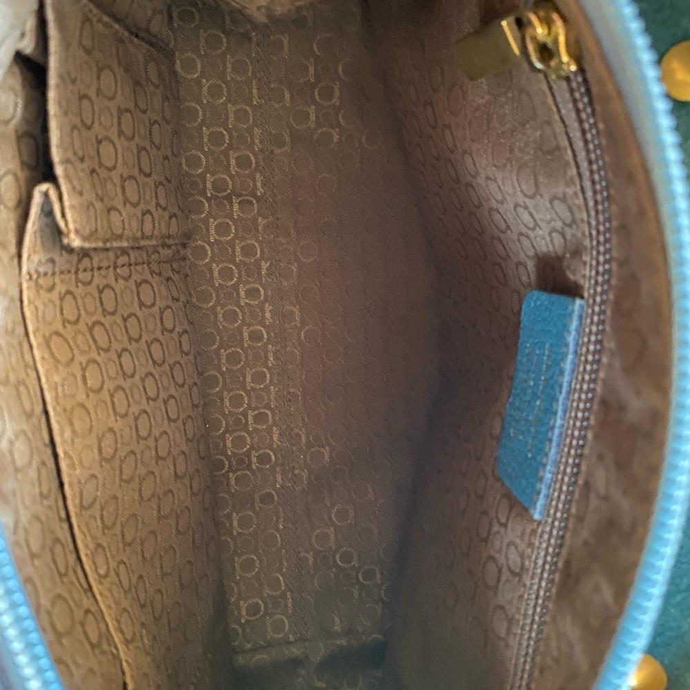 Authentic Ferragamo Blue Gancini Tote with Double Straps & Brushed Gold Hardware - Picture 9 of 13